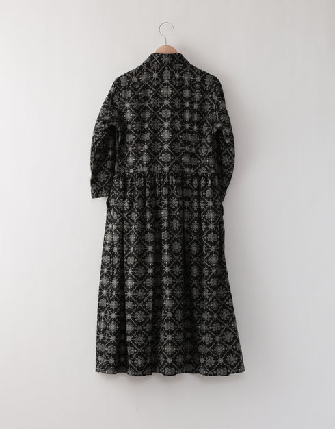 Linen gathered shirt dress